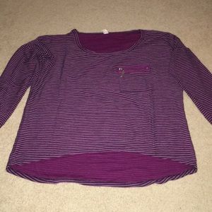 Purple and black striped long sleeve shirt